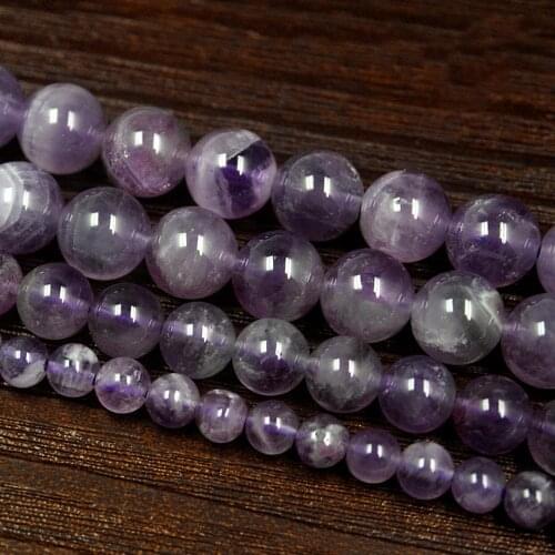 39CM Natural Amethyst Loose Beads Stone Beads 4/6/8/10mm DIY Bracelet Necklace Earrings Supplies