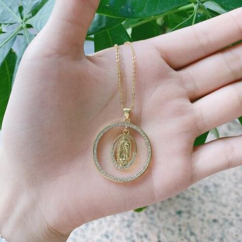 5pcs/lot Religious Christian Jewelry Cubic Zircon Guadalupe Necklaces