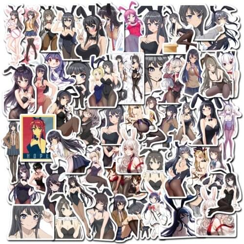 50Pcs Bunny Girl Cartoon Waterproof Sticker For Surfboard Skateboard Laptop Luggage Bicycle Mobile Phone Diy Toy
