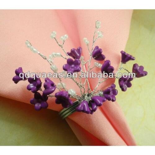 Acrylic flower napkin ring beaded wedding, napkin holder