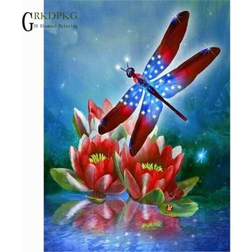 NEW dragonfly flower 5D diy Full Square/Round Diamond Painting Cross Stitch Diamond Embroidery Diamond Mosaic Wedding decoration