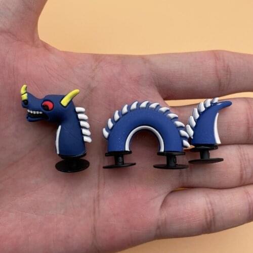 Free Shiping 1 Pcs PVC Shoe Decoration Slipper Accessories Cute Pink Crocodile Fierce Purple Dragon For Kids Party Gifts