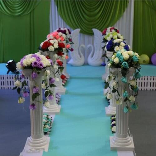 Free Shipping White Roman Column with Rose Lily Flower Sets Lead Cited Aisle Runners Pillar for Wedding Celebration Decoration 2