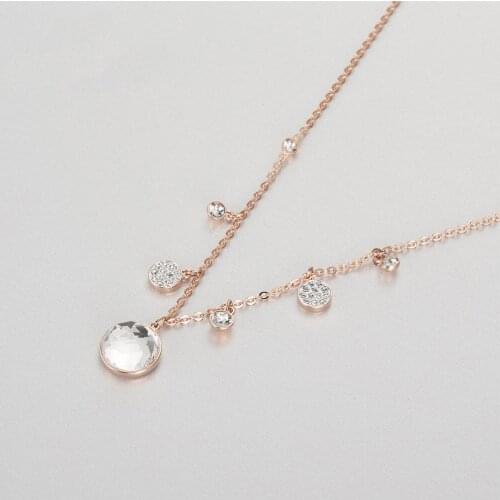 Brand 1:1 Mysterious Element Devils Eye White Crystal Round Blue Diamond Pendant Necklace Fashion Simple Ladies Silver Jewelry