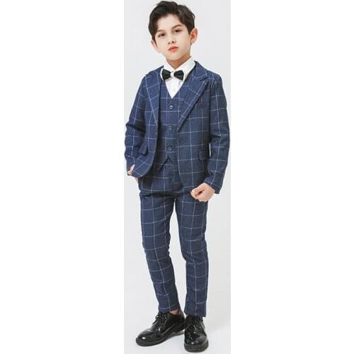 Brand Flowers Boys Formal Suit Wedding campus student Dress Gentleman Kids Jacket Vest Pants Bowtie 4Pcs ceremony Costumes F158