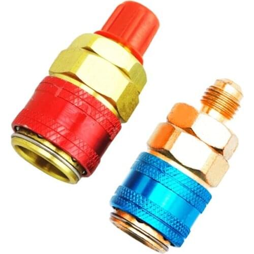 1/4" HVAC Air Conditioning AC R134a Quick Connector Adapter Coupler High&Low Kit
