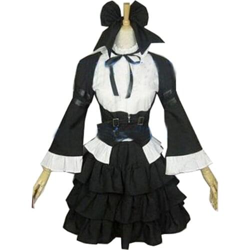 2021 Black Lolita Anime Fairy Tail Erza Scarlet Maid Cosplay Costume Dress