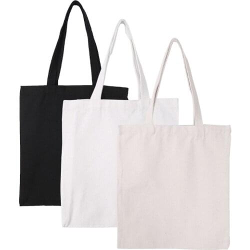 DIY Canvas Tote Bag For Woman Fabric Shopping Shoulder Bags Blank Handmade Gift