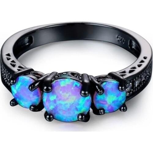 Fine Women Rings Vintage Blue Fire Opal Ring Bridal Wedding Engagement Band Anniversary Gift For Women Rings