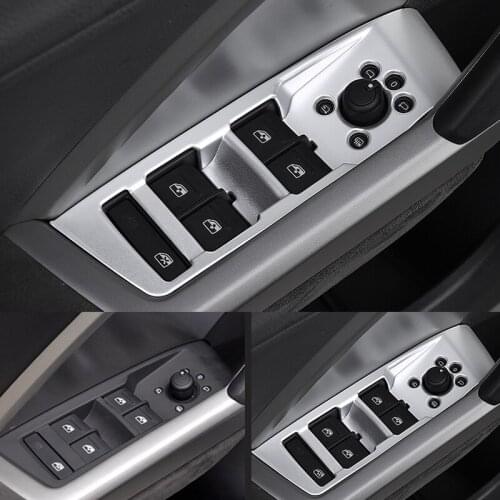 Car Window Lift Switch Button Panel Switch pedal Trims Accessories For AUDI Q3 LHD 2019 2020 ABS Carbon Fiber Interior Stickers