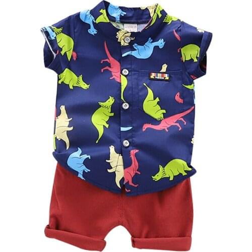 Toddler Baby Boys Girls Clothes Sets For Summer Boys Clothing Outfits Suit Cartoon Dinosaur Printing T Shirt +Shorts Pants
