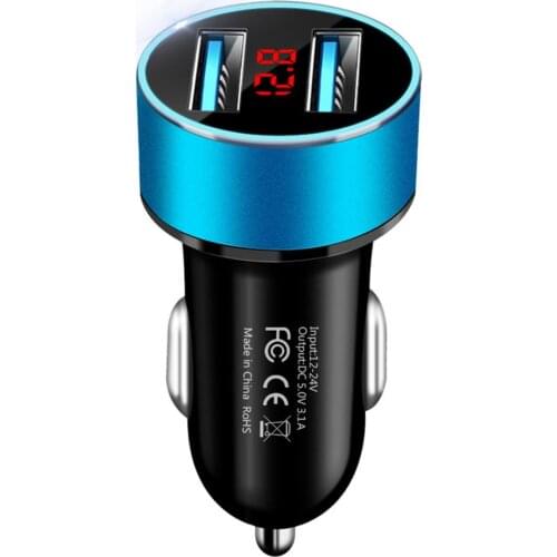 3.1A Dual USB Port LCD Display Qucik Car Auto Mobile Phone Quick Charger Adapter