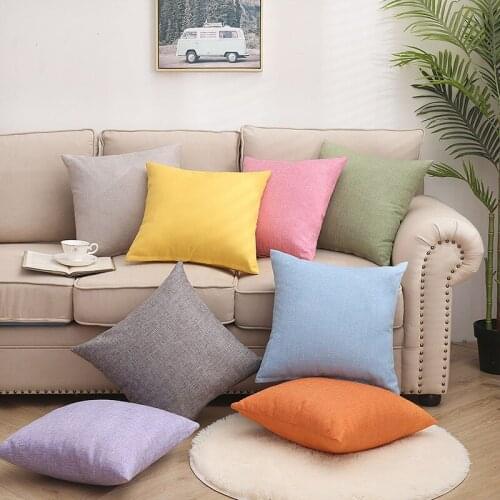 Linen art cotton hemp pillowcase plain car sofa cushion cover Solid color office simple pillowcase decorate gift