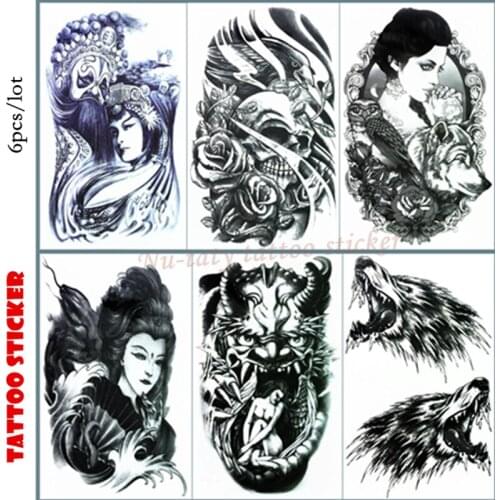 Nu-TATY character Temporary Tattoo Body Art, 12*20cm Flash Tattoo Stickers, Waterproof Fake Tatoo Henna