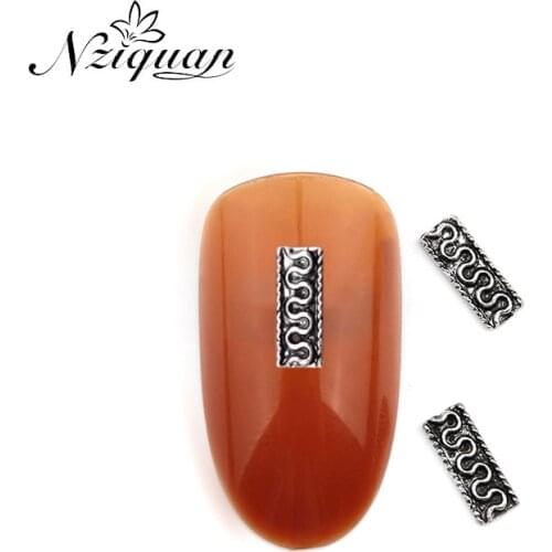 NZIQUAN Hot Promotion 20pcs/box3D rectangular metal nail art decoration stickers art accessories DIY nail drill decoration