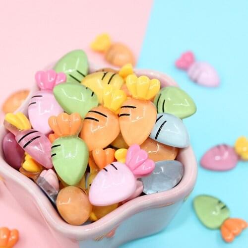 Wholesale 100pcs Transparent Colors Cute Carrot Resin Cabochons Embellishments Scrapbooking DIY Charms Pendant Decor 13*25*8mm