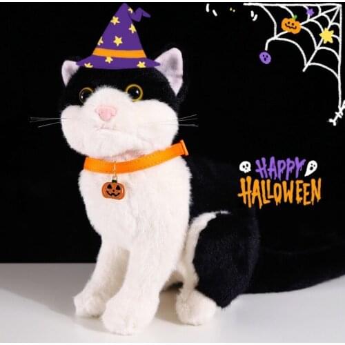 Cat Collars Halloween Pumpkin Ghost Bell Adjustable Buckle Cat Dog Rabbit Pendant Pet Collar Necklace Puppy Accessories