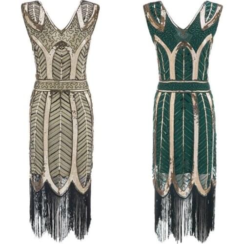 S M L XL XXL XXXL 1920s Flapper Dress Great Gatsby Party Evening Sequins Fringed Dresses Gown Plus Size