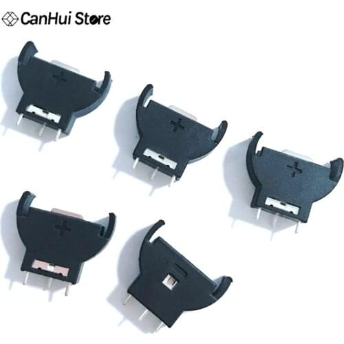 CR2032 2025 CR2025 Half-Round Battery Coin Button Socket 3PIN Holder Case 3pin Vertical Straight Button Battery Box Battery Seat