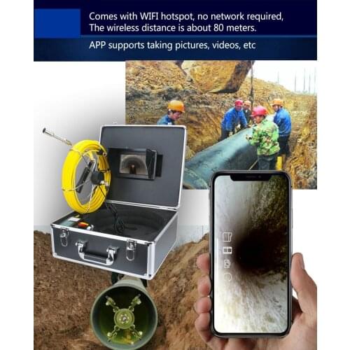20M/30M/50M/7inch HD1080P Drain Sewer Pipeline Industrial Endoscope Pipe Inspection VideoCamera with DVR recording/ WIFI wirless