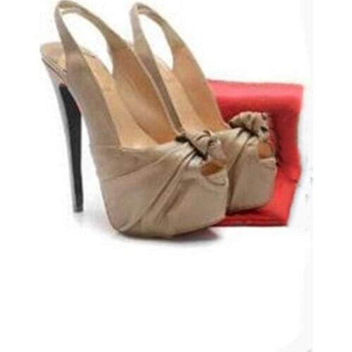 SHOFOO shoes,Beautiful fashionable womens shoes, pleated decoration,high-heeled sandals of about 14.5cm, womens sandals