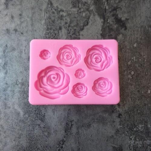 Chocolate Sugar Baking Mold 7 Pieces of 3D Rose Flower Cake Decoration Silicone Mold L031