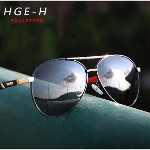 HGE-H High Quality Photochromic Pilot Polarized Sunglasses Men Retro Style Driveing Travel Sun Glasses Unisex UV400 Goggles N59