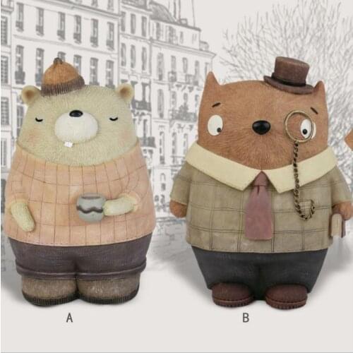 Animal statue piggy bank savings coin money box /Resin animals handmade piggy bank decorations home decoration accessories