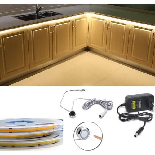 Without Blind Spots COB Led Stirp Lights With Touch Sensor Control Kitchen Bed Night light DC12V Diode Tape Atmosphere Lamp DIY