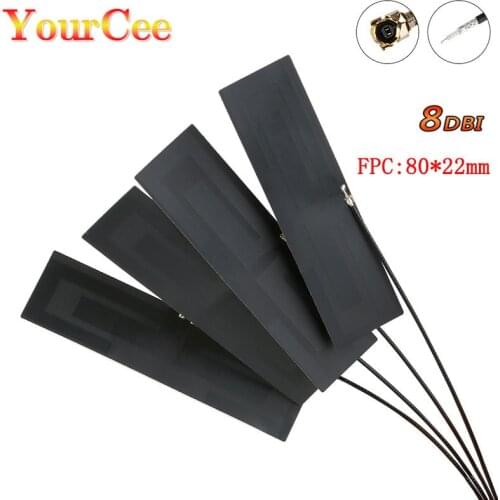 10Pcs GSM GPRS 2G 3G 4G LTE 8dbi Internal Antenna FPC Connector 80*22mm IPX Wireless Modem Aerial 8cm Long IPEX Connector PCB
