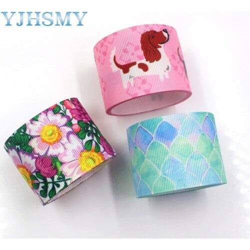 YJHSMY I-19218-370,10yards 38mm Cartoon flower Printed ribbed tape crafts bow cap accessories and DIY handmade decorations