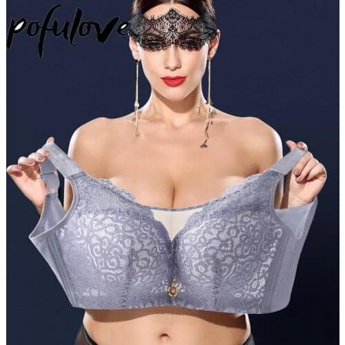 Sexy Pushup Bra Bras C D E F Plus Size Bralette Women Lingerie Wireless Underwear Lace Brassiere Large Big Size 38-46 Ladies