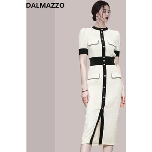 Fashion Women Single-Breasted Patchwork Colors Split Long Dress 2021 Summer Lady Professional OL Temperament Vestidos Female XL