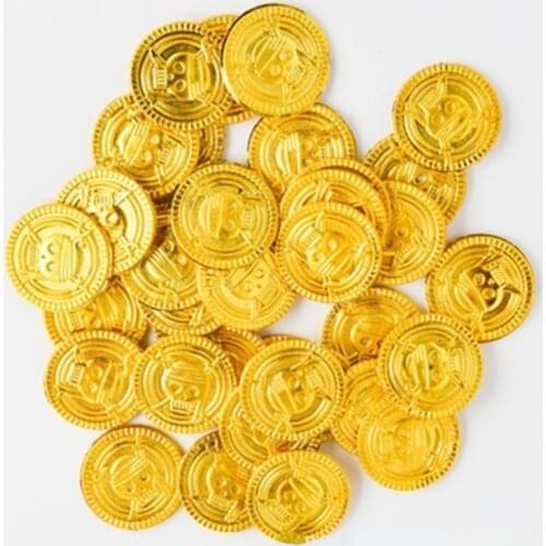 10/50pcs plastic Pirate gold coin Halloween kids birthday party decoration fake gold treasure party supplies gift kids favor