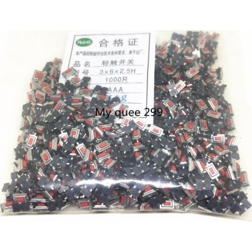 1000PCS/Lot 3*6*2.5MM 3X6X2.5MM Tactile Tact Push Red Button Micro Switch Momentary