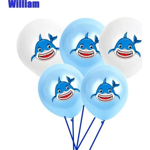 12inch 10pcs Smile Shark Latex Balloons Birthday Party Decorations Baby Shower Marine Theme Birthday Party Inflatable Toys