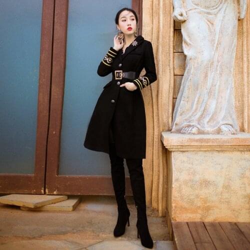 2018 Full Single Breasted New Special Offer Abrigo Mujer Sobretudo Winter Ol Temperament Embroidery Waist Loose Coat Long Woman