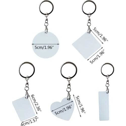 5 Pcs/Set Sublimation Blank Keychains Heat Transfer Key Chain Double-Side Printed MDF Keyrings Key Tags with Split Rings
