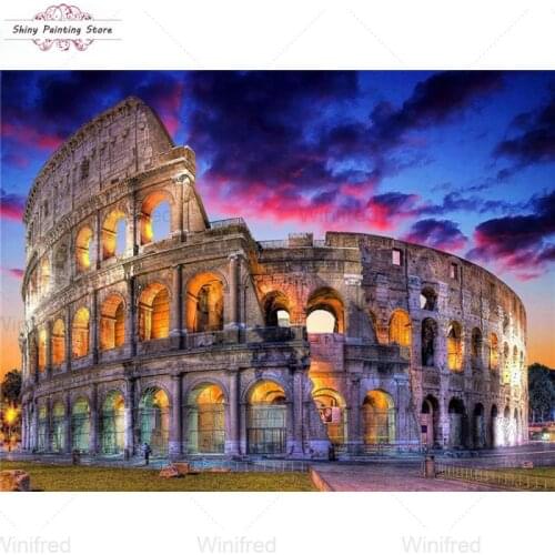 DIY Diamond Painting Italy Night Scenery Mosaic Diamond Embroidery Colosseo Colosseum Landscape Handmade Gift Mural Home Decor