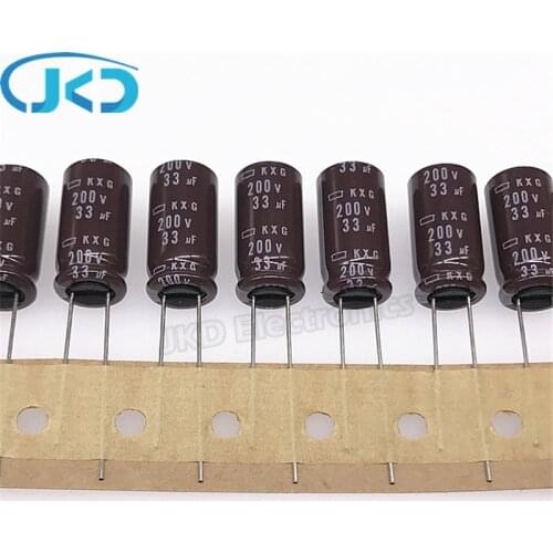 10pcs 33uF 200V NIPPON NCC KXG Series 10*20mm Low ESR 200V33uF Aluminum Electrolytic Capacitor NIPPON CHEMI-CON