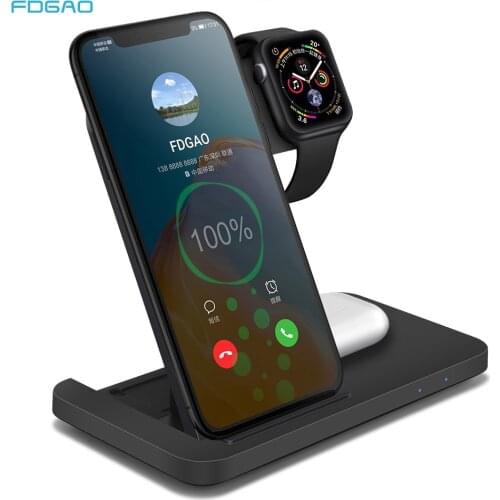 15W Qi Wireless Charger For iPhone 12 11 XS XR X Samsung S20 S21 USB C Fast Charging Dock for Apple Watch SE 6 5 4 3 Airpods Pro