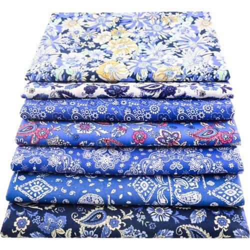 Booksew Per Meter Navy Blue Curtain Poplin Cotton Cloth Printed Quilt Fabrics For Sewing Apparel Accessories Dress Needlework