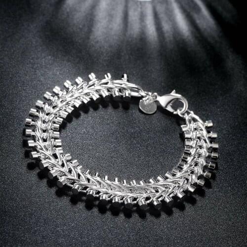 New fine Creative geometric bracelet Women mens 925 sterling Silver Jewelry Fashion Wedding Party Popular brands Christmas Gift