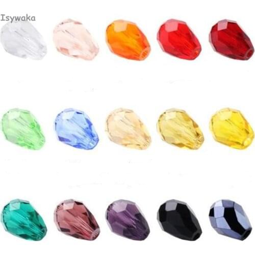 Isywaka Teardrop Beads Austria Crystal Beads Waterdrop Beads Loose Spacer Bead for DIY Jewelry Making,3x5mm,4x6mm,5x7mm