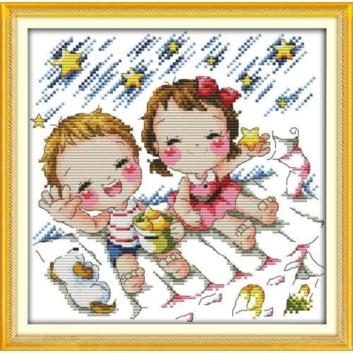 The house full of starlight cross stitch kit cartoon 11ct count print canvas stitches embroidery DIY handmade needlework plus