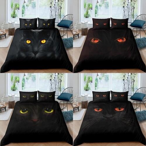 Home Textiles Luxury 3D Black Cat Duvet Cover Set and Pillowcase Kids Bedding Set AU/EU/UK/US Queen and King Size Bedding