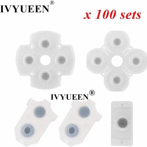 IVYUEEN 100 sets for PlayStation 4 PS4 Pro Slim Controller Silicone Conductive Rubber Adhesive Button Pad Keypad for Dualshock 4