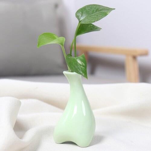 Ceramic Mini Flower Pot Vase Containers Candy Color Vase For Home Decor Ornaments Desktop Hydroponic Container Light Green Blue