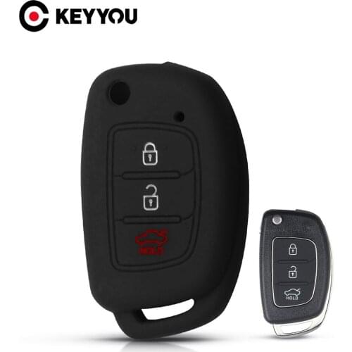 KEYYOU 10x 3 Button Silicone Car Key Case For Hyundai Elantra Tucson i40 i20 i10 iX35 iX45 Creta Santa Remote Fob Cover