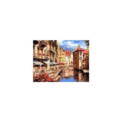 MaHuaf-W1074 Afternoon in Annecy Coloring by Numbers DIY Oil Painting Wall Art Home Bedroom Hotel Office Decor
